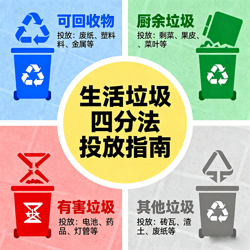 生活垃圾 “四分法” 投放可视化流程图