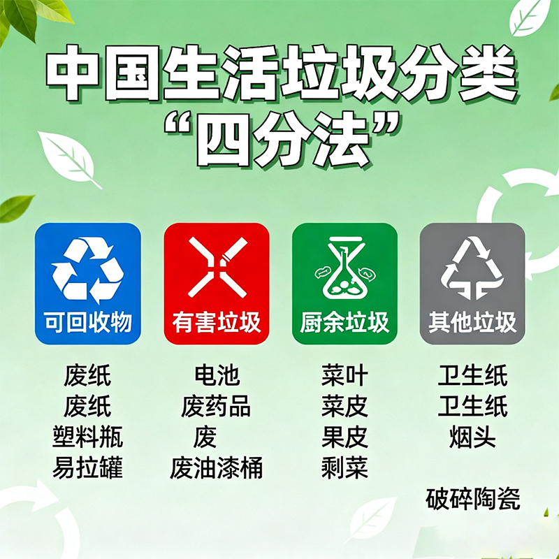 中国的生活垃圾分类（“四分法”）